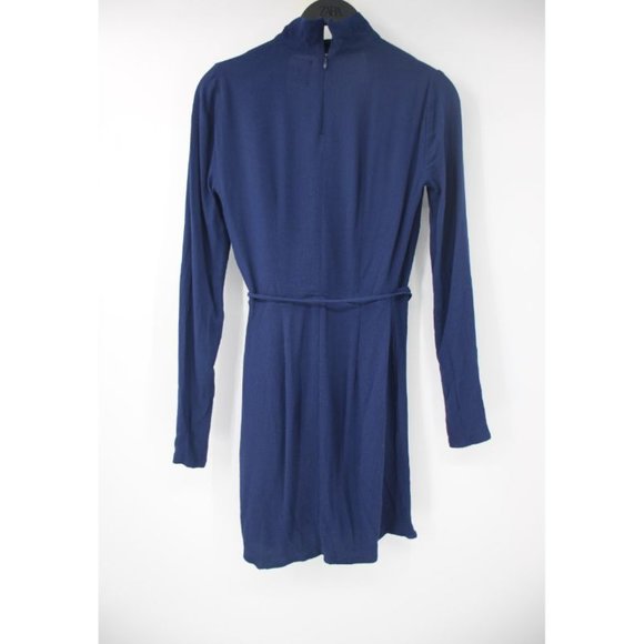 reformation Women's S/M Wrap around mini dress blue long sleeve back zip - Picture 6 of 9